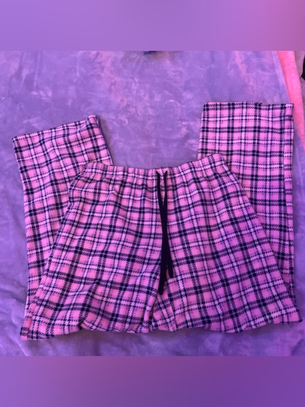 Cozy Pink Plaid Pajama Pants with Drawstring